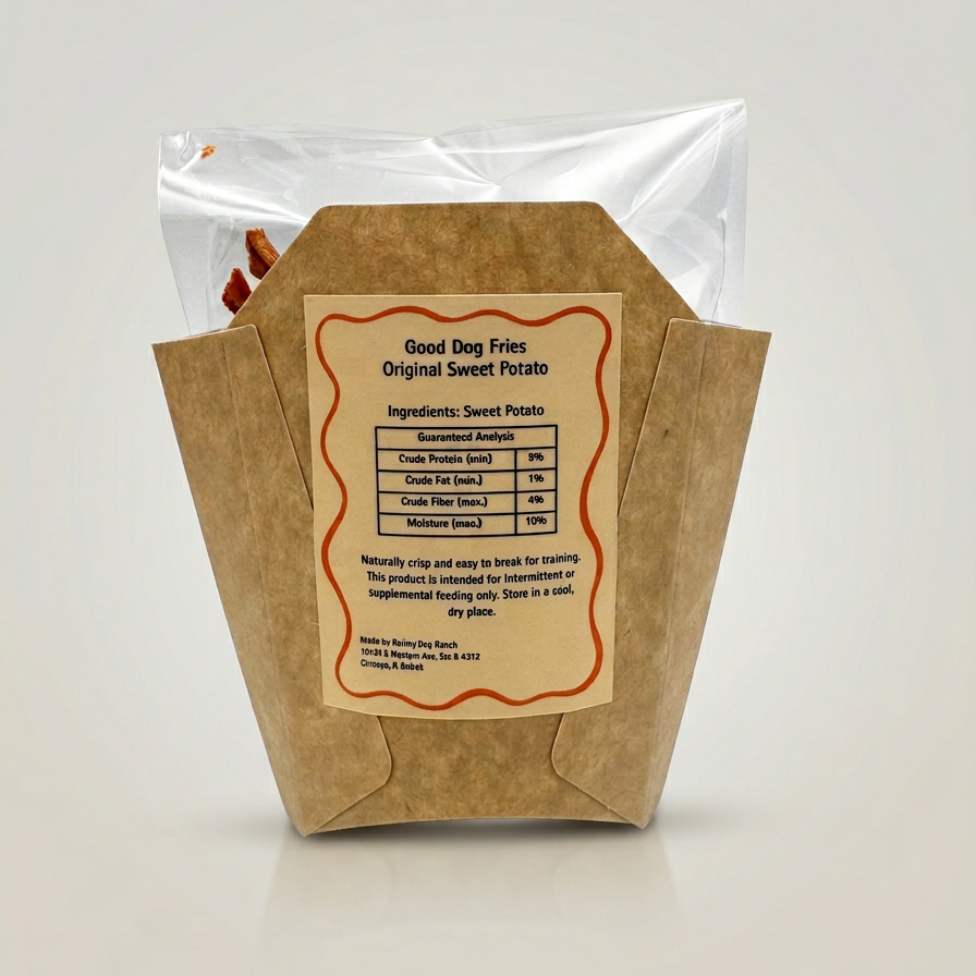 Kraft paper packaging with a label on a white background